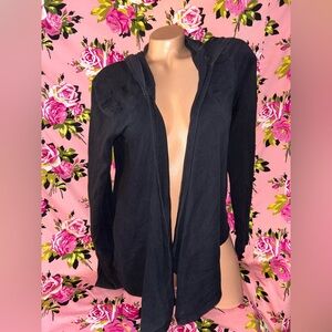 Express cotton wrap asymmetrical Black Open Front Hoodie Cardigan